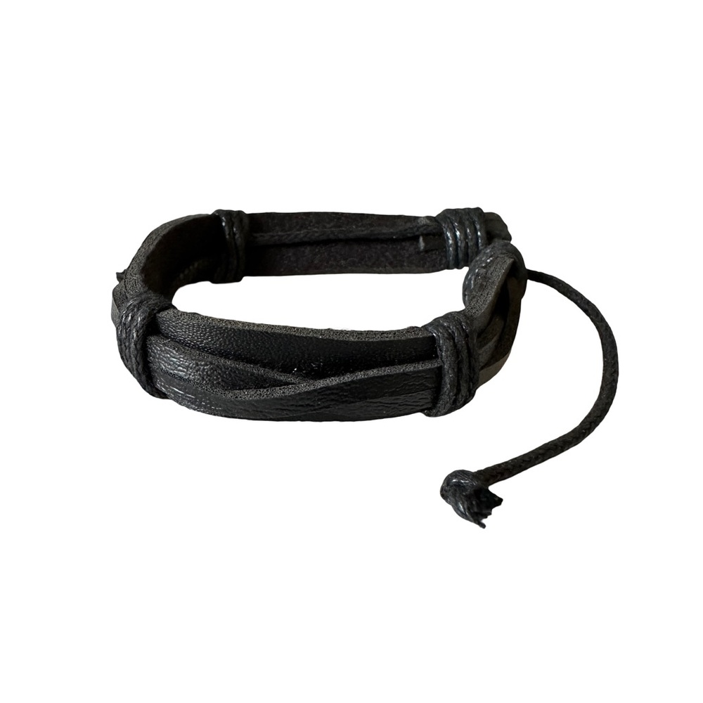 ⭐️ 5 for $25 Black Leather Adjustable Bracelet